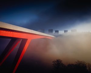 Preview wallpaper bridge, fog, buildings, city