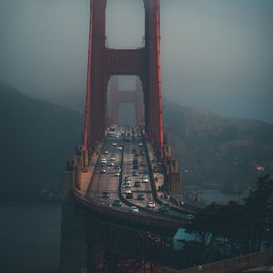 Preview wallpaper bridge, fog, city, movement