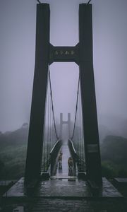 Preview wallpaper bridge, fog, dogs, overcast