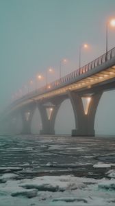 Preview wallpaper bridge, fog, ice, cranny, lights
