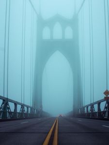 Preview wallpaper bridge, fog, lights, traffic, city
