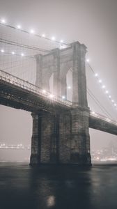 Preview wallpaper bridge, fog, lights, backlight, city, mist
