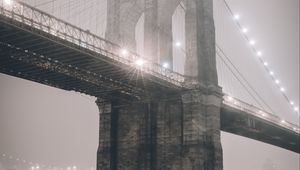 Preview wallpaper bridge, fog, lights, backlight, city, mist