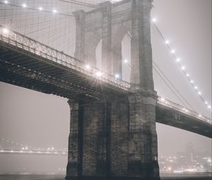 Preview wallpaper bridge, fog, lights, backlight, city, mist