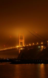 Preview wallpaper bridge, fog, lights, night, dark