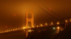 Preview wallpaper bridge, fog, lights, night, dark