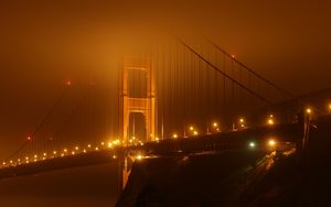 Preview wallpaper bridge, fog, lights, night, dark