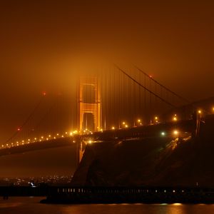 Preview wallpaper bridge, fog, lights, night, dark