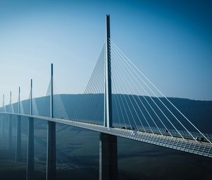 Preview wallpaper bridge, fog, river, construction