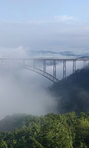 Preview wallpaper bridge, fog, trees, forest