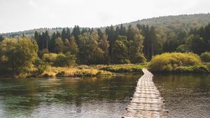 Preview wallpaper bridge, forest, river