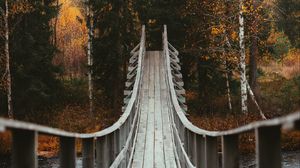 Preview wallpaper bridge, forest, trees, autumn, river