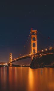 Preview wallpaper bridge, golden gate, san francisco, night, city lights