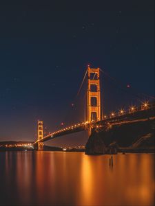 Preview wallpaper bridge, golden gate, san francisco, night, city lights