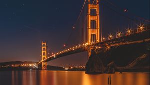 Preview wallpaper bridge, golden gate, san francisco, night, city lights