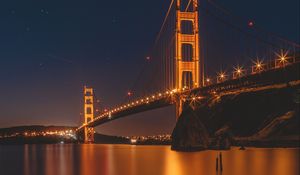 Preview wallpaper bridge, golden gate, san francisco, night, city lights