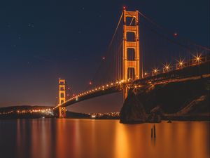 Preview wallpaper bridge, golden gate, san francisco, night, city lights