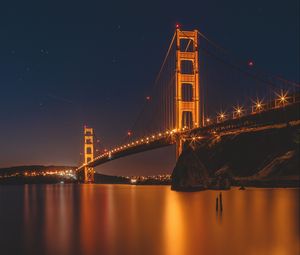 Preview wallpaper bridge, golden gate, san francisco, night, city lights