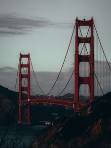 Preview wallpaper bridge, hills, dusk, city, san francisco