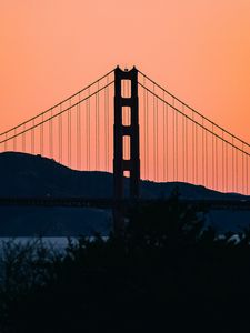 Preview wallpaper bridge, hills, evening, sea