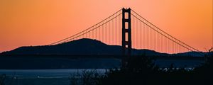 Preview wallpaper bridge, hills, evening, sea