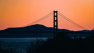 Preview wallpaper bridge, hills, evening, sea