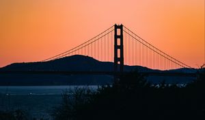 Preview wallpaper bridge, hills, evening, sea