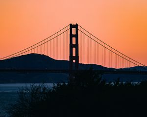 Preview wallpaper bridge, hills, evening, sea