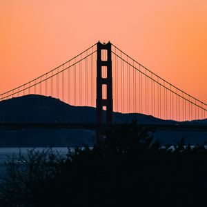 Preview wallpaper bridge, hills, evening, sea