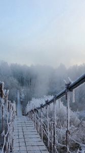 Preview wallpaper bridge, hoarfrost, pendant, cold, frost, winter, height