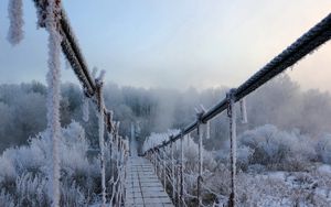 Preview wallpaper bridge, hoarfrost, pendant, cold, frost, winter, height