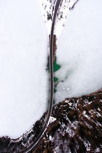 Preview wallpaper bridge, ice, aerial view, river, shore