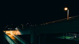Preview wallpaper bridge, lantern, night, dark