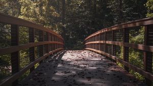 Preview wallpaper bridge, leaves, dry, autumn, light, shadows
