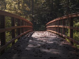 Preview wallpaper bridge, leaves, dry, autumn, light, shadows