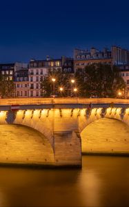 Preview wallpaper bridge, light, lanterns, houses, night, dark