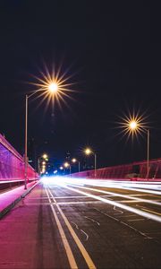 Preview wallpaper bridge, light, road, marking