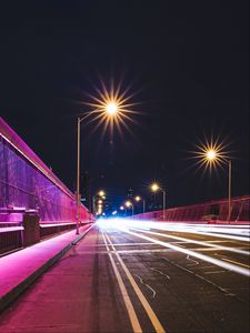 Preview wallpaper bridge, light, road, marking