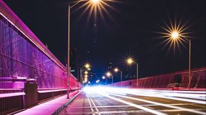 Preview wallpaper bridge, light, road, marking