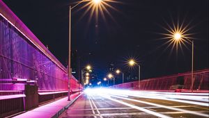 Preview wallpaper bridge, light, road, marking