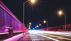 Preview wallpaper bridge, light, road, marking