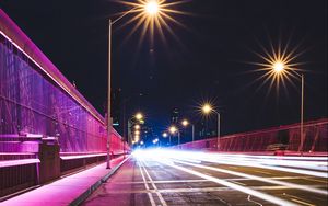 Preview wallpaper bridge, light, road, marking