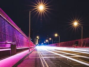 Preview wallpaper bridge, light, road, marking