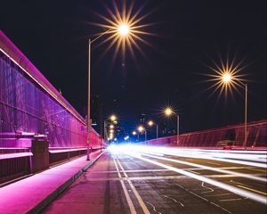 Preview wallpaper bridge, light, road, marking