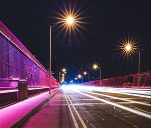 Preview wallpaper bridge, light, road, marking