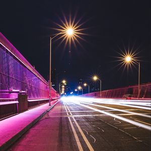 Preview wallpaper bridge, light, road, marking