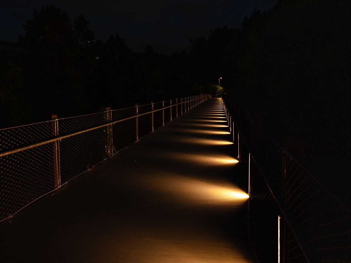 1152x864 Wallpaper bridge, light, trees, dark, night