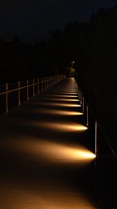 Preview wallpaper bridge, light, trees, dark, night
