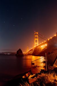 Preview wallpaper bridge, lights, architecture night, water