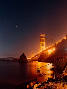 Preview wallpaper bridge, lights, architecture night, water